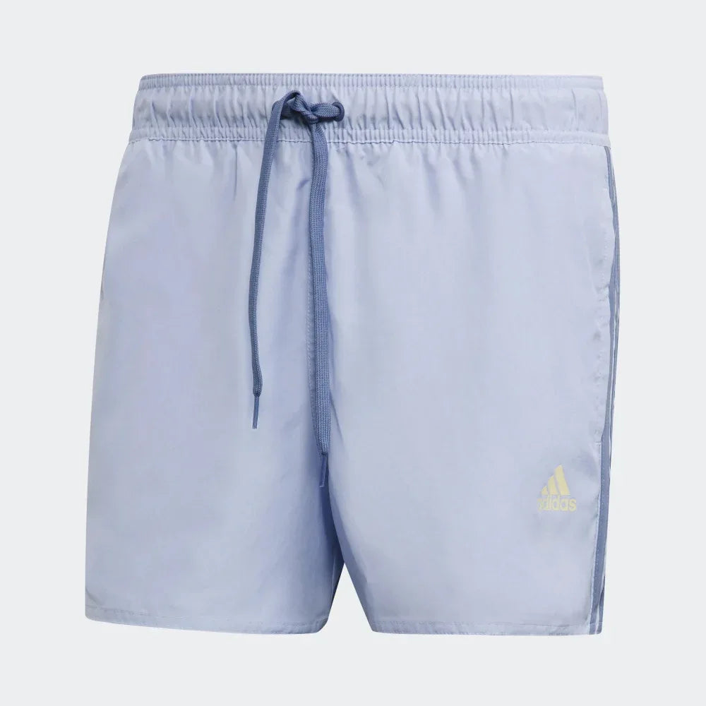 adidas Classic 3-Stripes Men's Swim Shorts GU0322 front view showing violet colour and white 3-Stripes