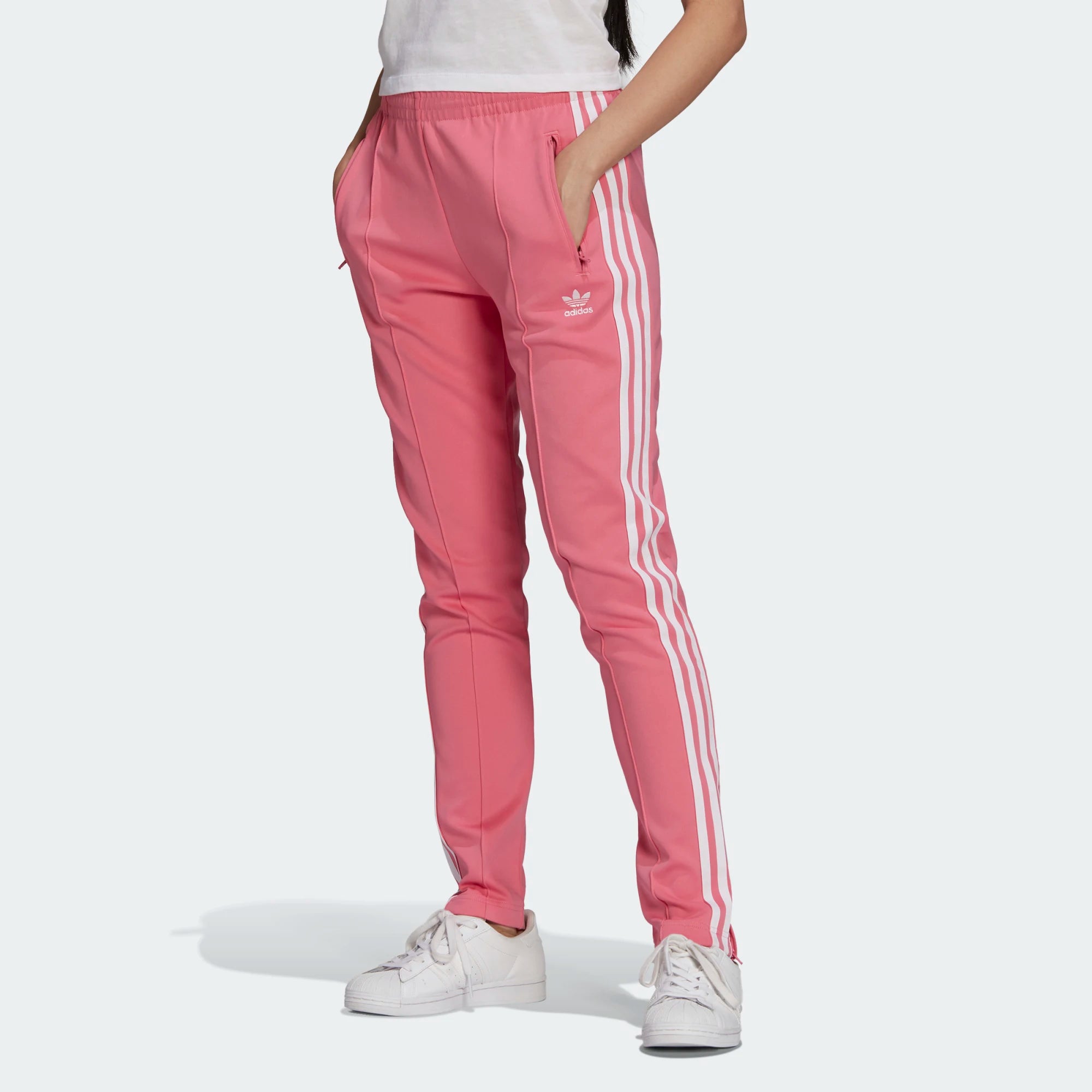 Pink adidas track pants on sale