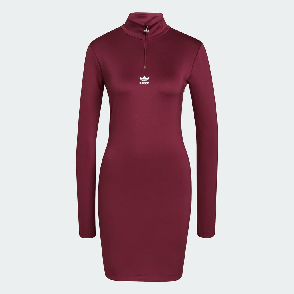 adidas Originals Women s Long Sleeve 3 Stripes Dress Burgundy